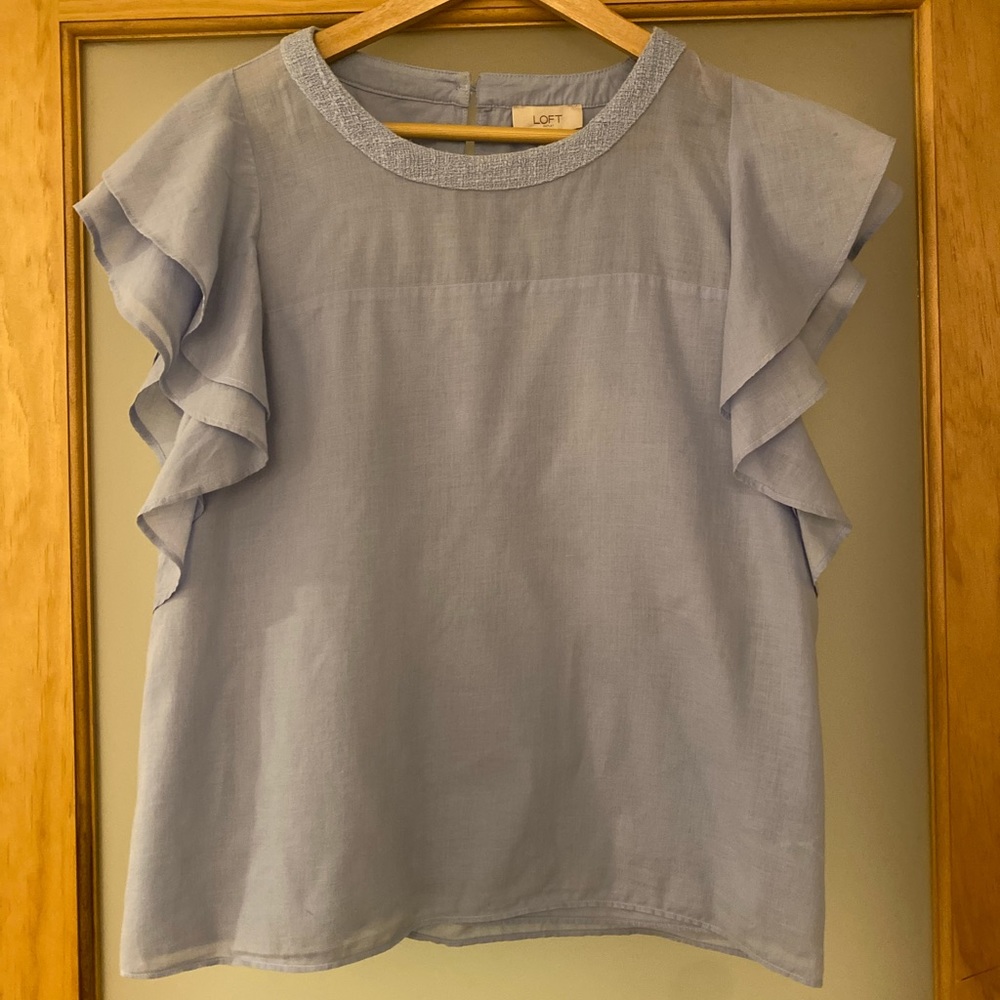 Light Blue Linen Top • Loft Outlet